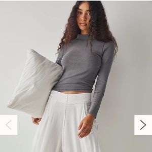 The Rickey Top by Free People Gray Long Sleeve Tee